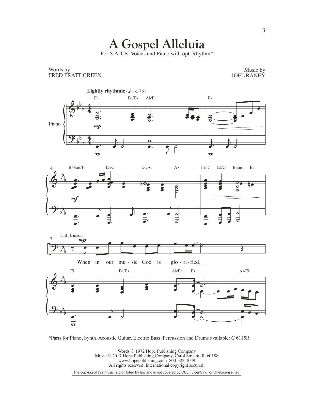 Joel Raney A Gospel Alleluia sheet music notes and chords arranged for SATB Choir