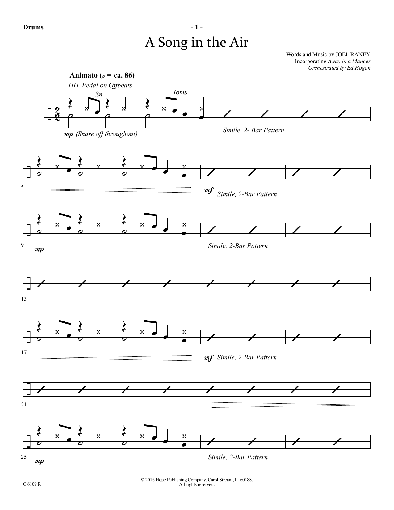 Joel Raney A Song In The Air - Drums sheet music notes and chords arranged for Choir Instrumental Pak