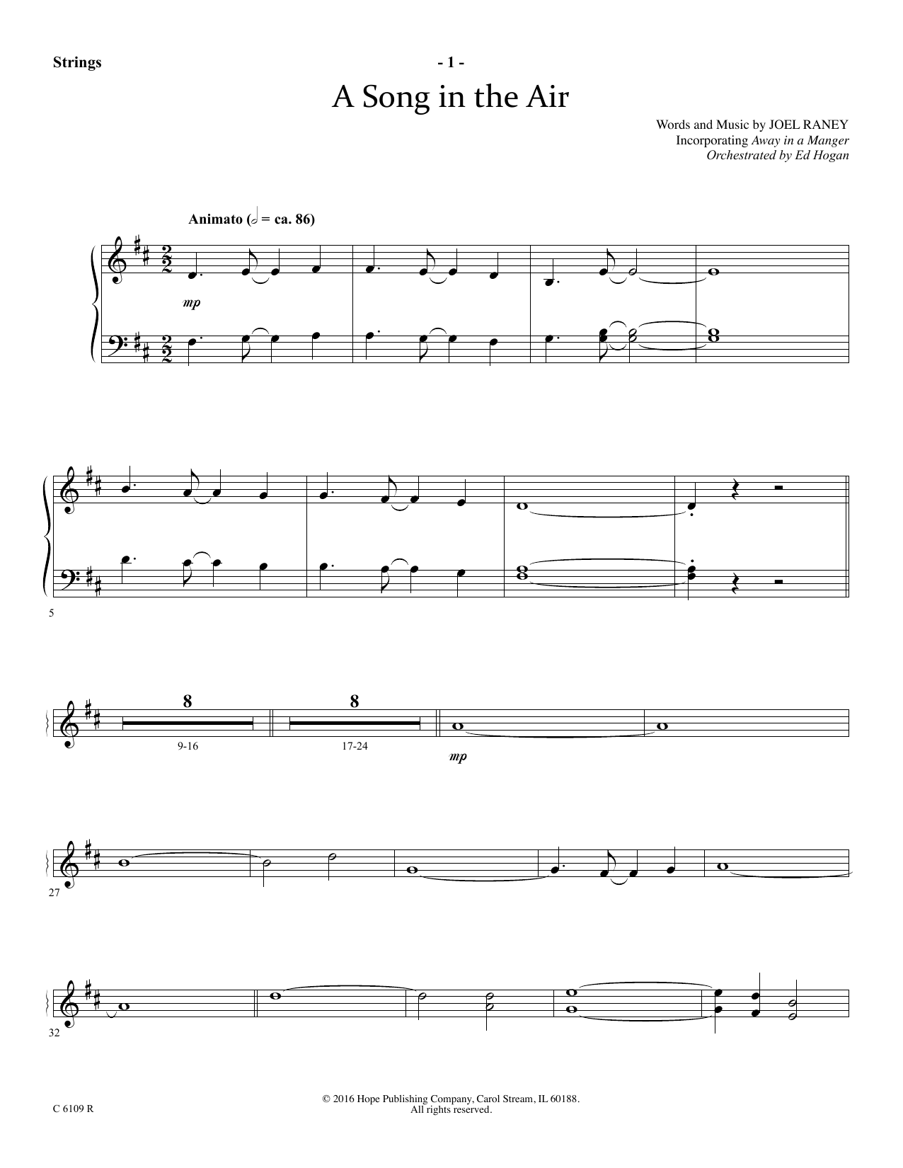 Joel Raney A Song In The Air - Keyboard String Reduction sheet music notes and chords arranged for Choir Instrumental Pak