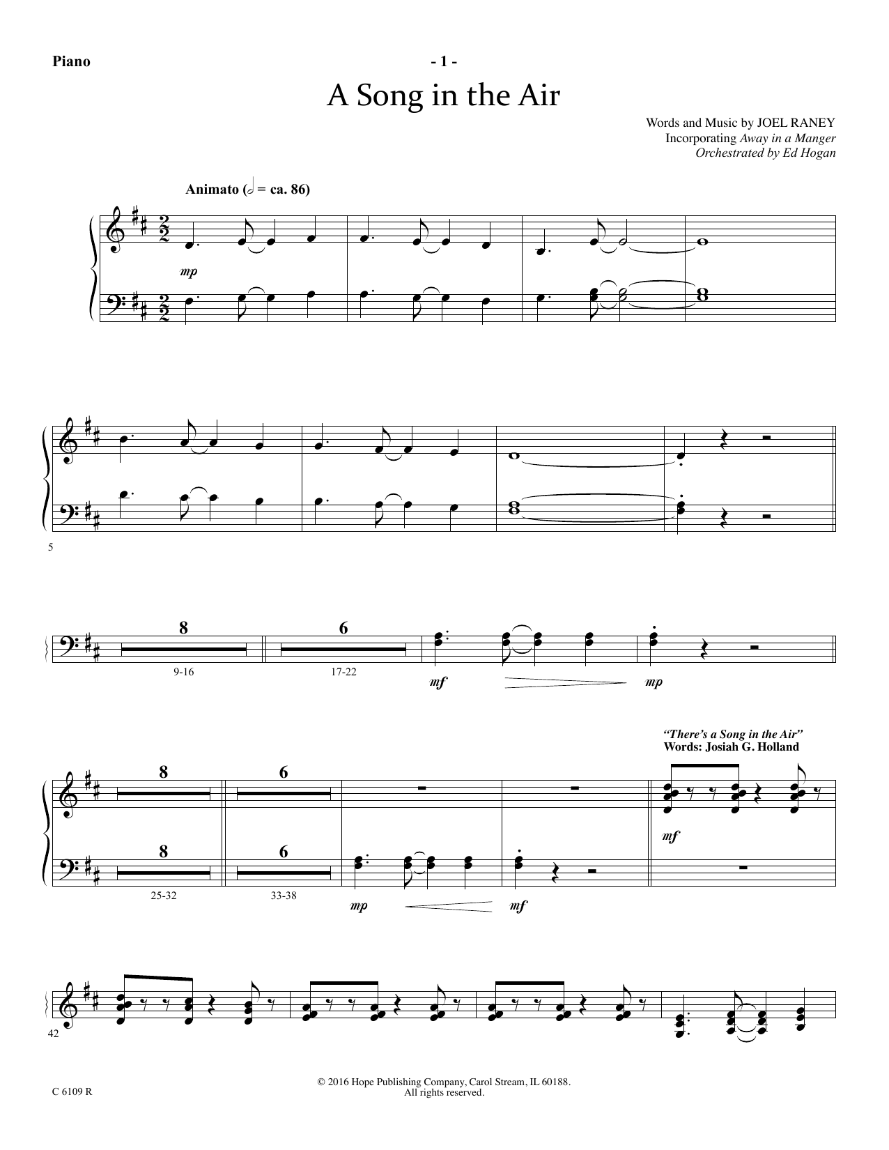 Joel Raney A Song In The Air - Piano sheet music notes and chords arranged for Choir Instrumental Pak