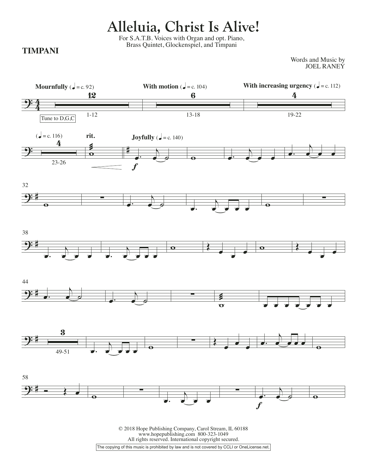 Joel Raney Alleluia, Christ Is Alive! - Timpani sheet music notes and chords arranged for Choir Instrumental Pak