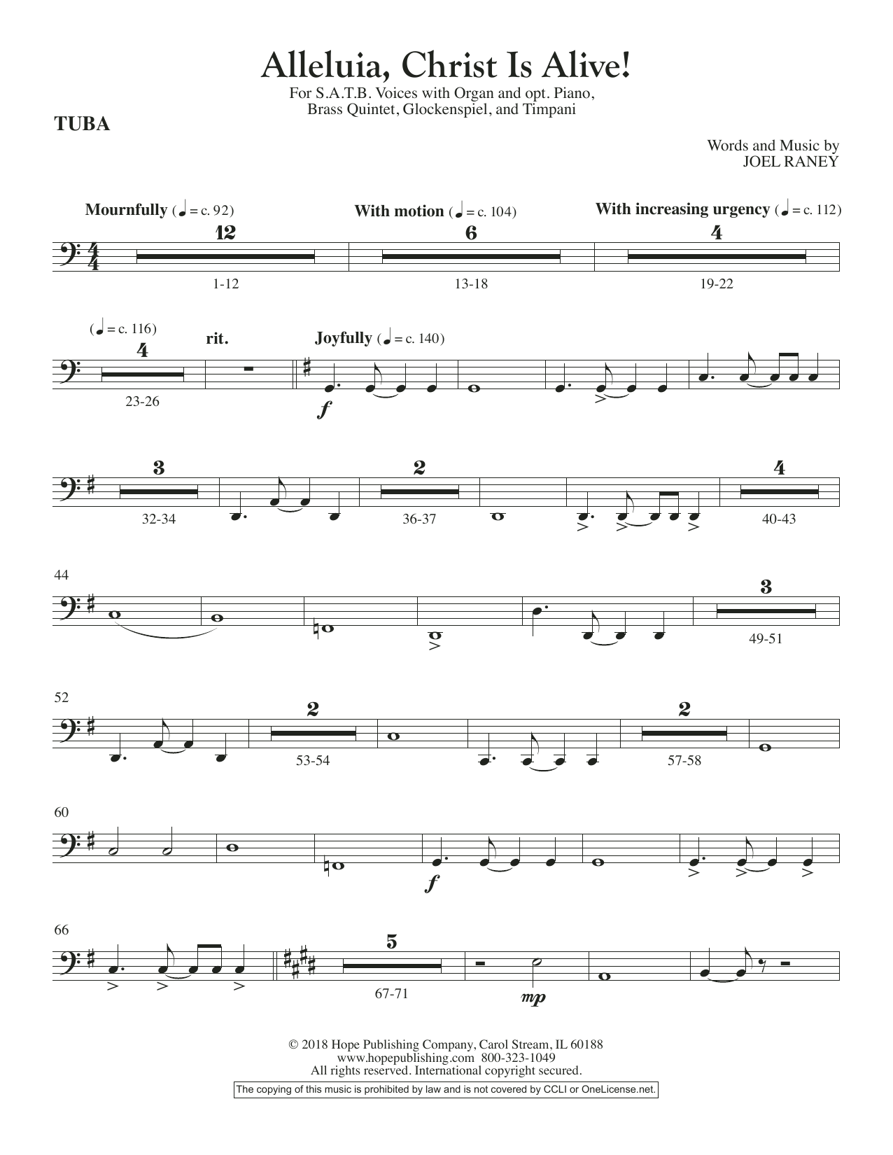 Joel Raney Alleluia, Christ Is Alive! - Tuba sheet music notes and chords arranged for Choir Instrumental Pak