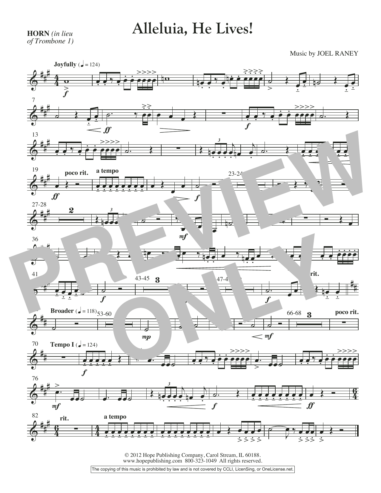 Joel Raney Alleluia, He Lives - Flugelhorn Solo sheet music notes and chords arranged for Choir Instrumental Pak