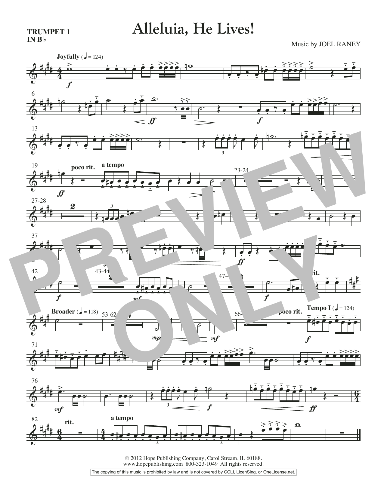 Joel Raney Alleluia, He Lives - Trumpet 1 sheet music notes and chords arranged for Choir Instrumental Pak