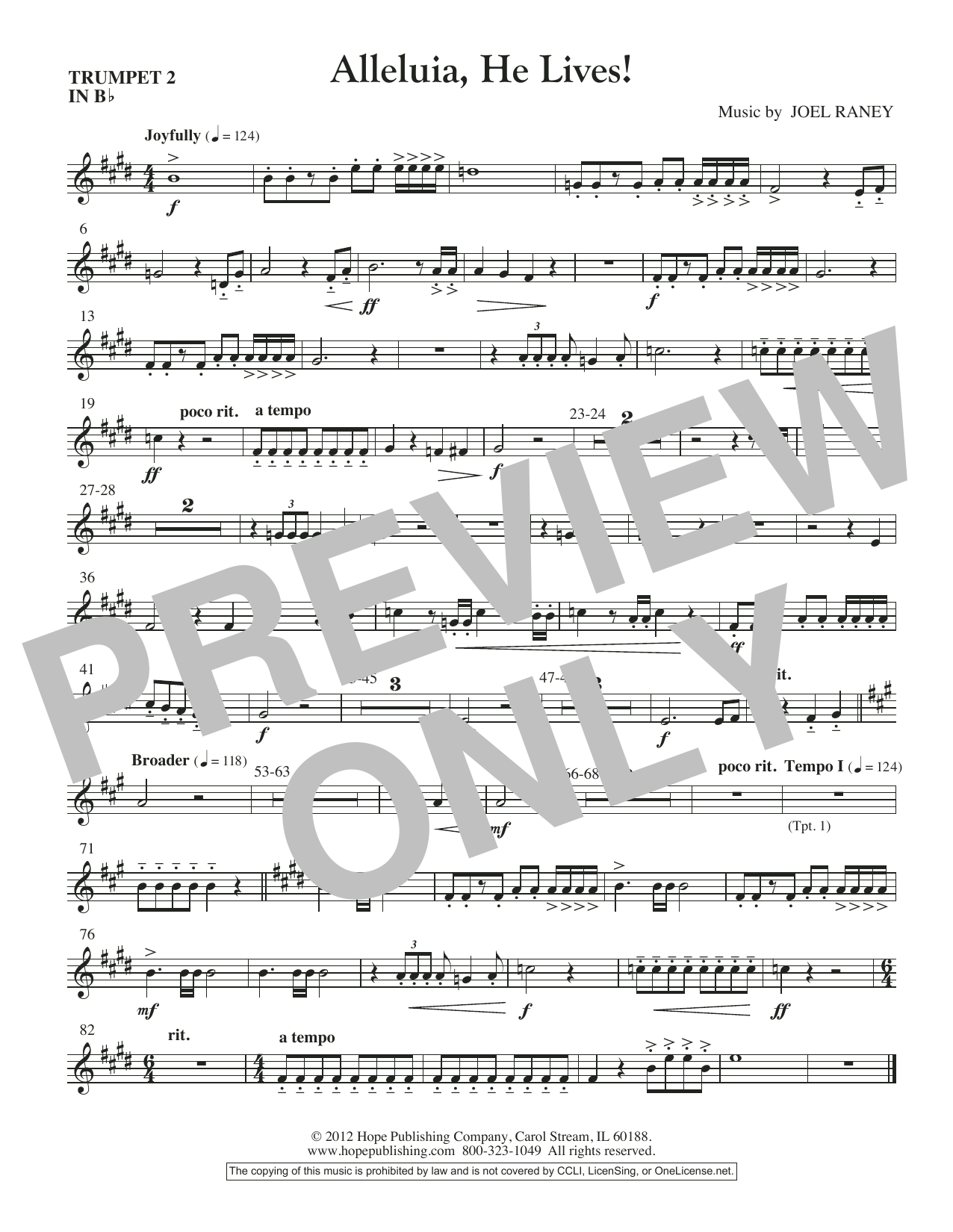 Joel Raney Alleluia, He Lives - Trumpet 2 sheet music notes and chords arranged for Choir Instrumental Pak