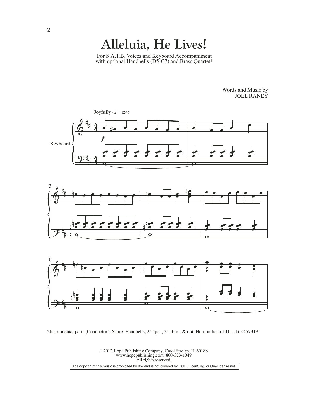 Joel Raney Alleluia, He Lives sheet music notes and chords arranged for SATB Choir