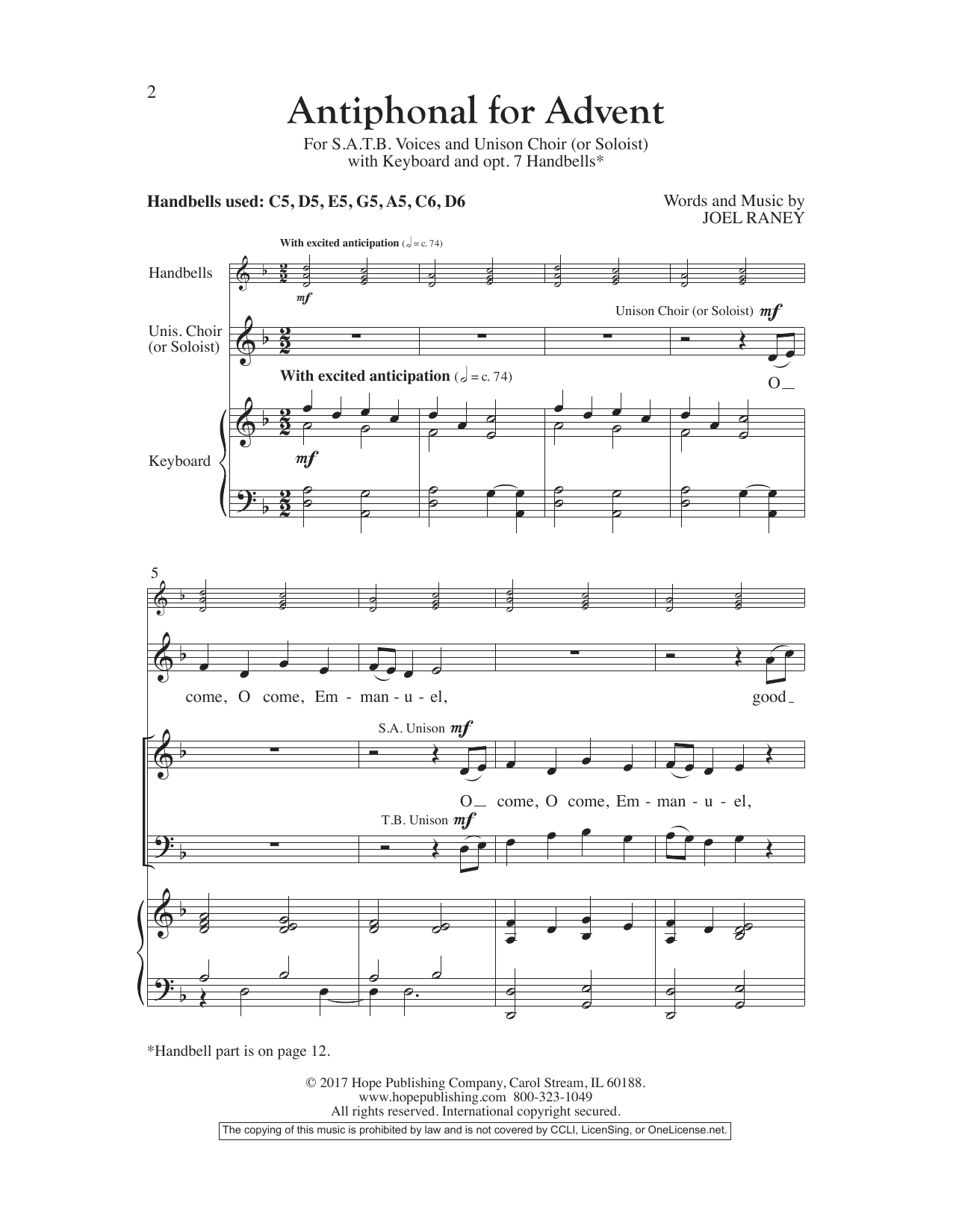 Joel Raney Antiphonal For Advent sheet music notes and chords arranged for SATB Choir