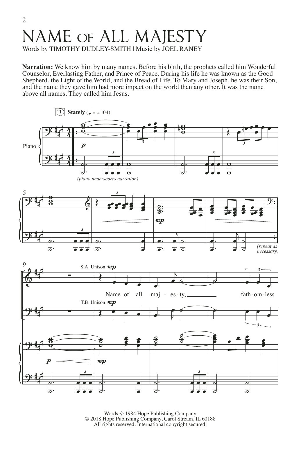 Joel Raney At His Name sheet music notes and chords arranged for SATB Choir