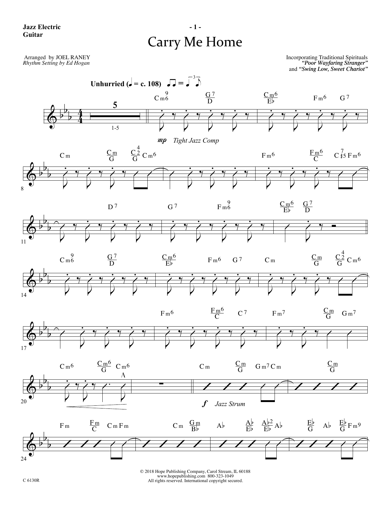 Joel Raney Carry Me Home - Electric Guitar sheet music notes and chords arranged for Choir Instrumental Pak