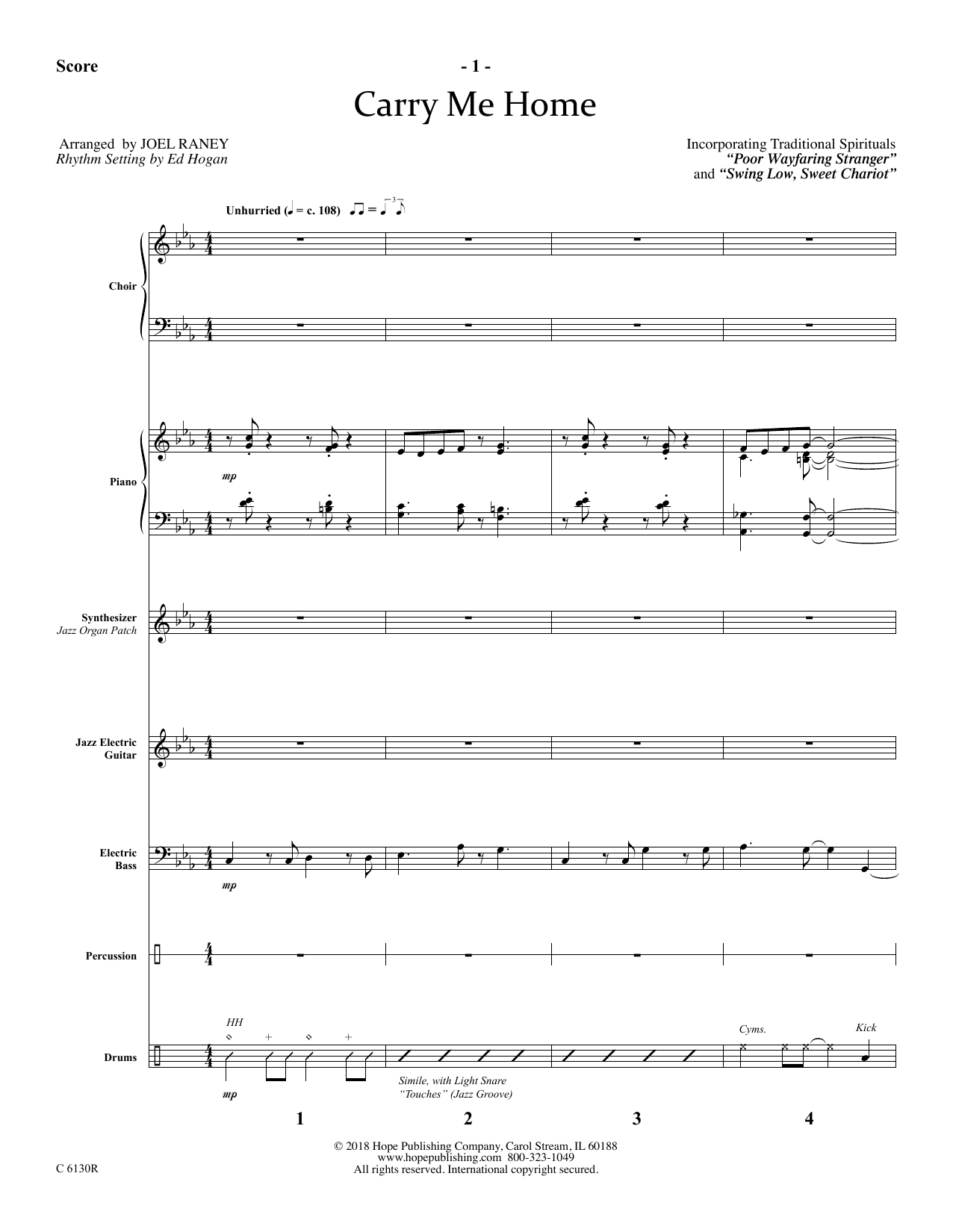 Joel Raney Carry Me Home - Full Score sheet music notes and chords arranged for Choir Instrumental Pak