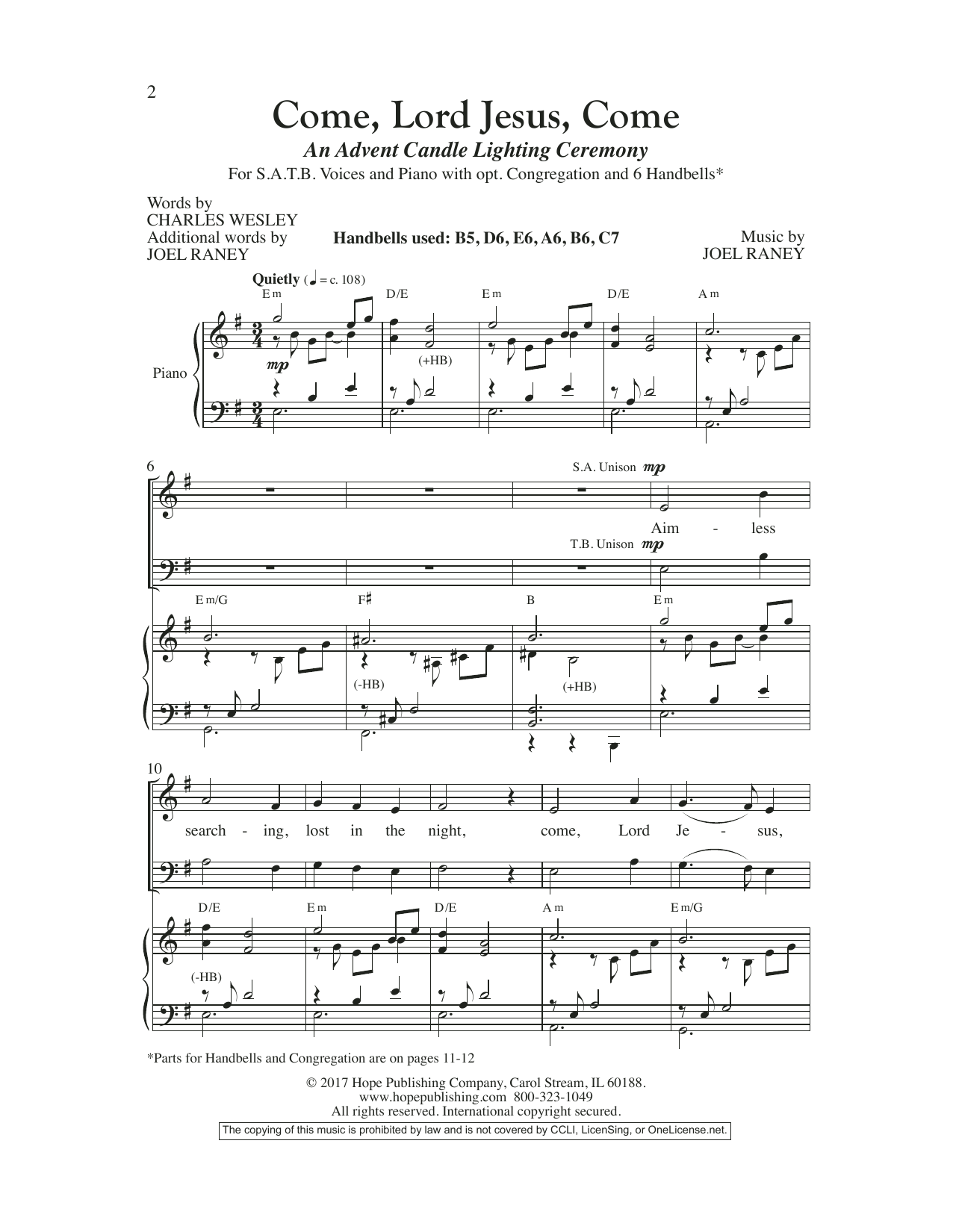 Joel Raney Come, Lord Jesus, Come sheet music notes and chords arranged for SATB Choir