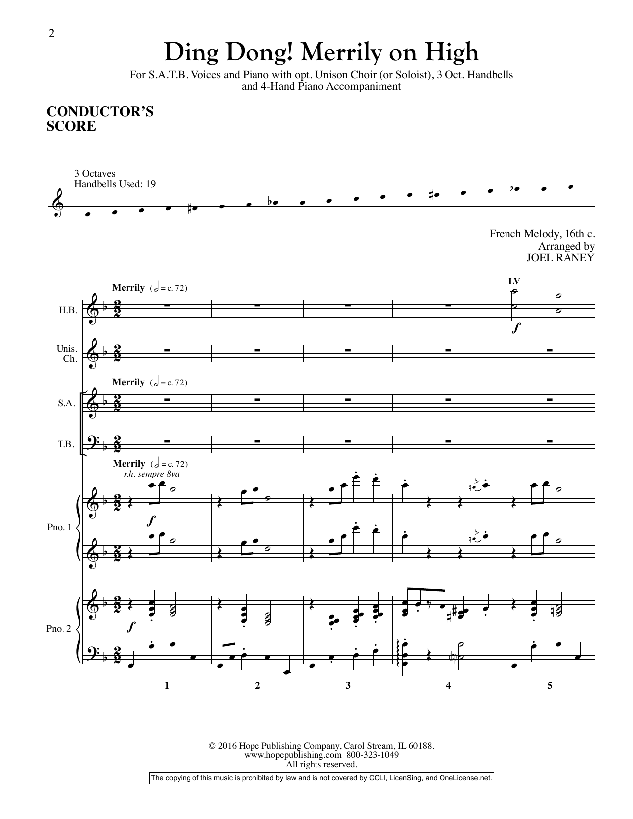 Joel Raney Ding Dong! Merrily On High - Full Score sheet music notes and chords arranged for Choir Instrumental Pak