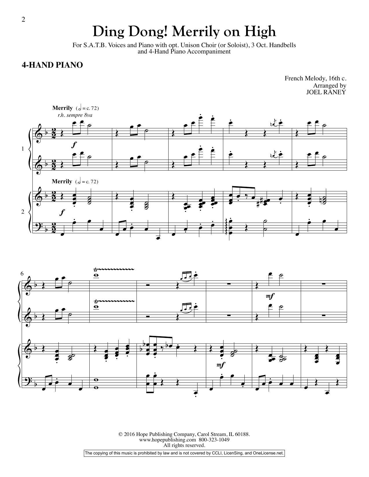 Joel Raney Ding Dong! Merrily On High - Piano Accompaniment sheet music notes and chords arranged for Choir Instrumental Pak