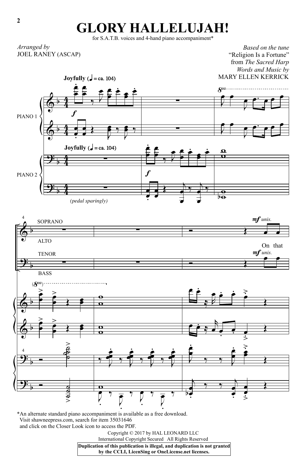 Joel Raney Glory Hallelujah! sheet music notes and chords arranged for SATB Choir