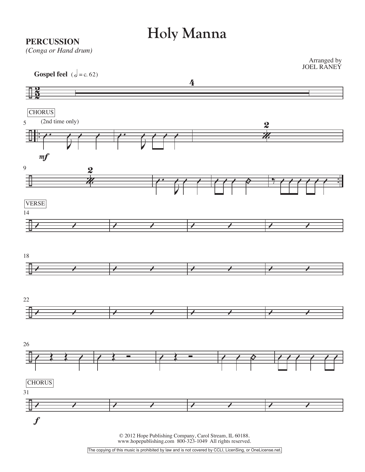 Joel Raney Holy Manna - Percussion sheet music notes and chords arranged for Choir Instrumental Pak
