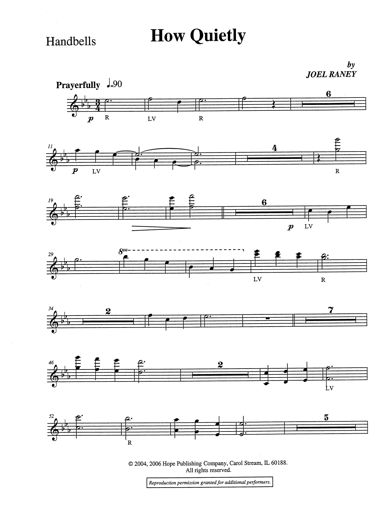 Joel Raney How Quietly - Handbells sheet music notes and chords arranged for Choir Instrumental Pak