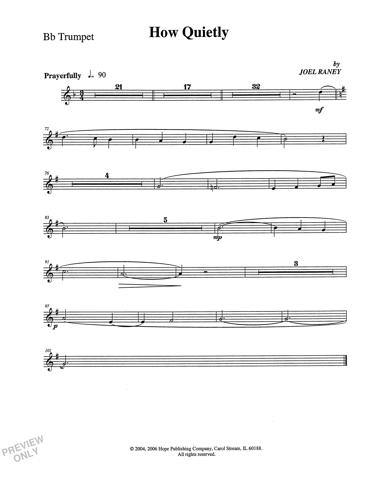Joel Raney How Quietly - Trumpet sheet music notes and chords arranged for Choir Instrumental Pak