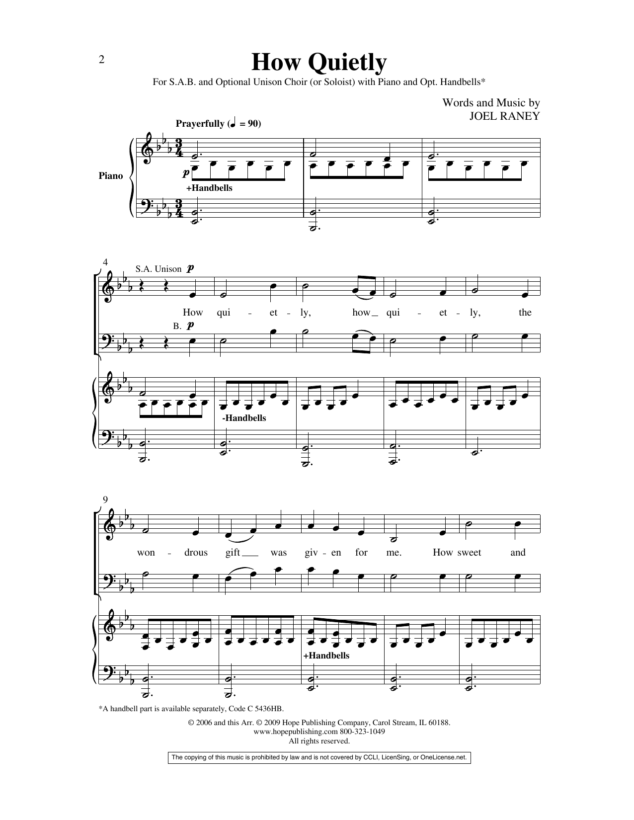 Joel Raney How Quietly sheet music notes and chords arranged for SAB Choir
