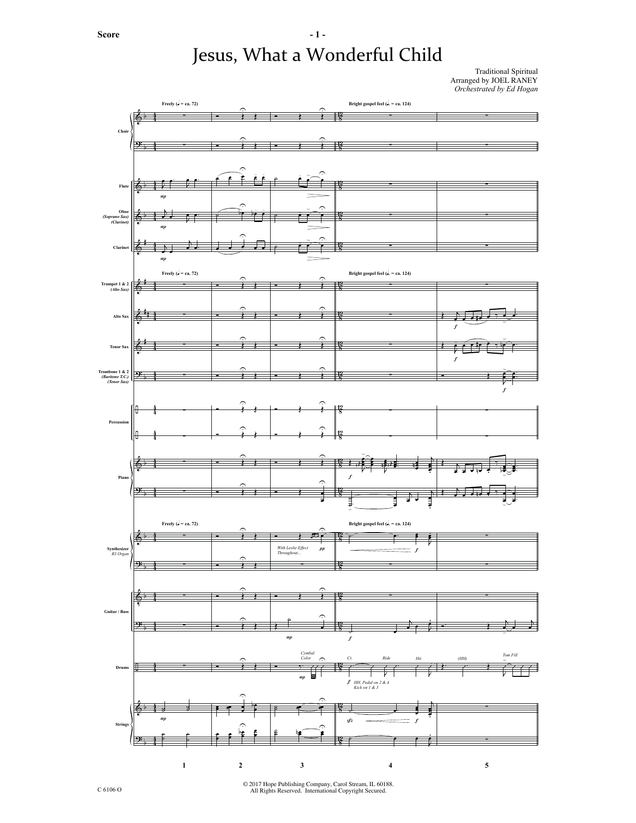 Joel Raney Jesus, What a Wonderful Child - Full Score sheet music notes and chords arranged for Choir Instrumental Pak