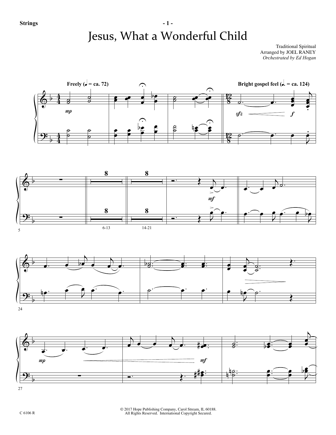 Joel Raney Jesus, What a Wonderful Child - Keyboard String Reduction sheet music notes and chords arranged for Choir Instrumental Pak