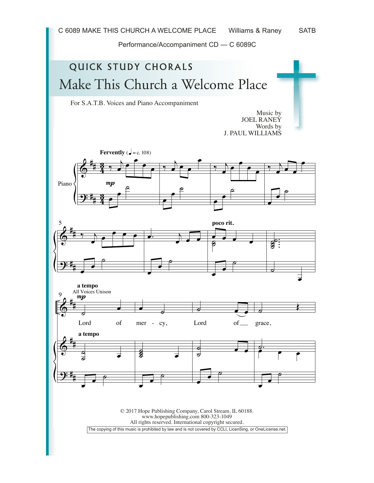 Joel Raney Make This Church A Welcome Place sheet music notes and chords arranged for SATB Choir