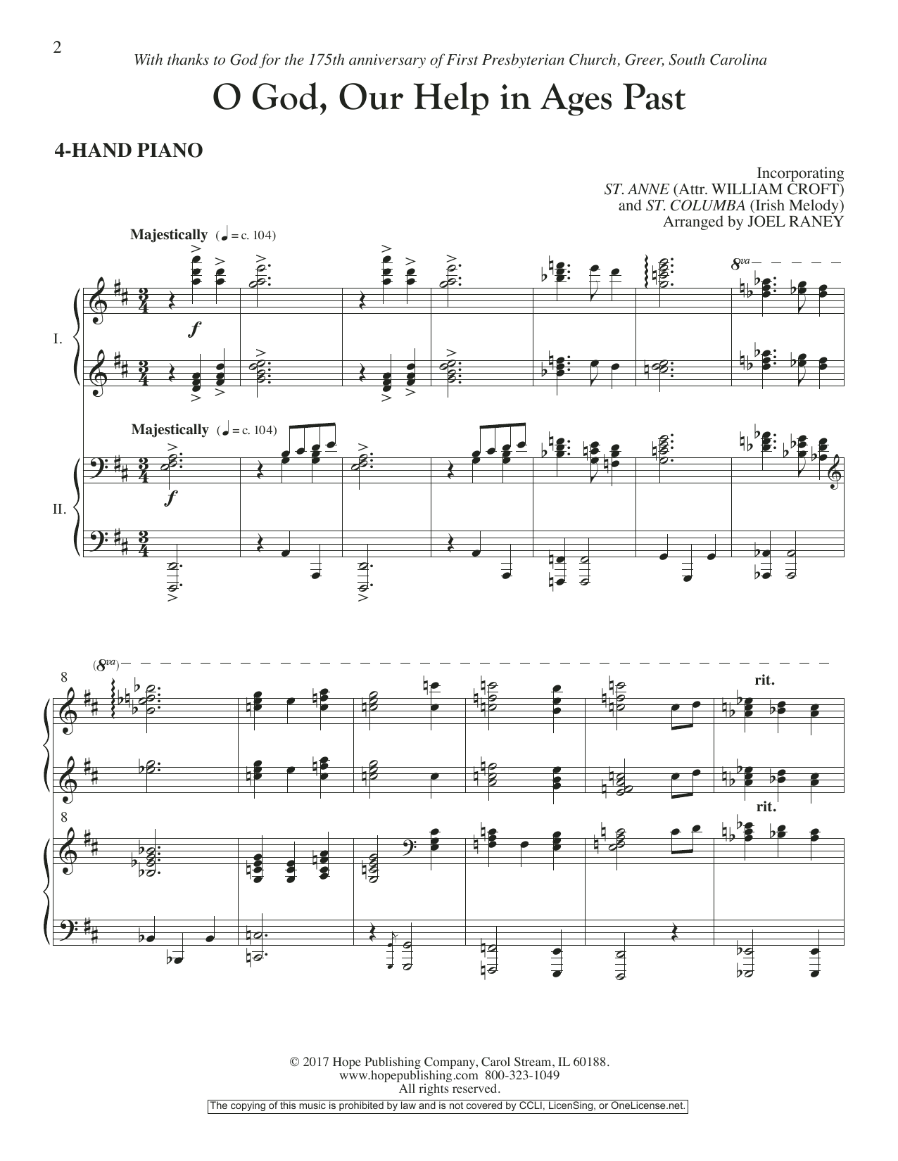 Joel Raney O God, Our Help in Ages Past - Piano Accompaniment sheet music notes and chords arranged for Choir Instrumental Pak