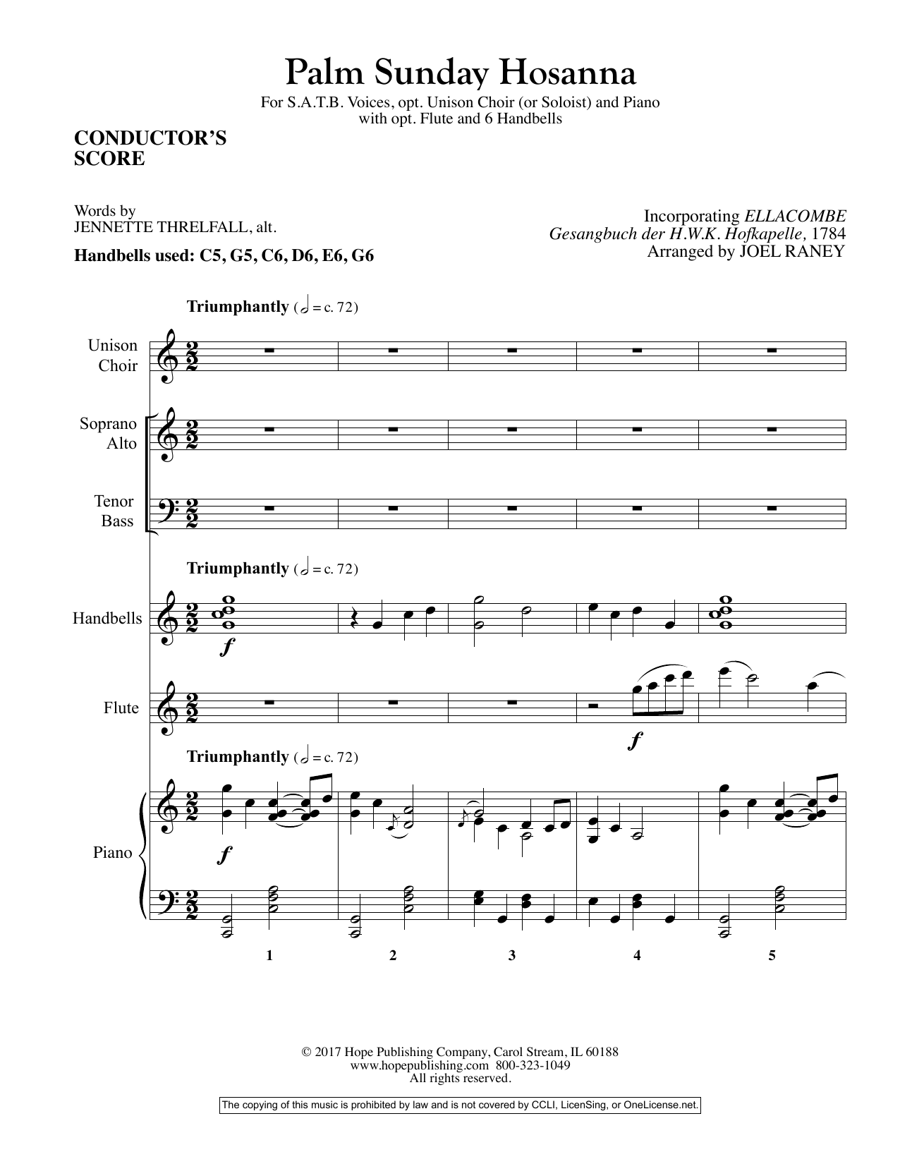 Joel Raney Palm Sunday Hosanna - Full Score sheet music notes and chords arranged for Choir Instrumental Pak