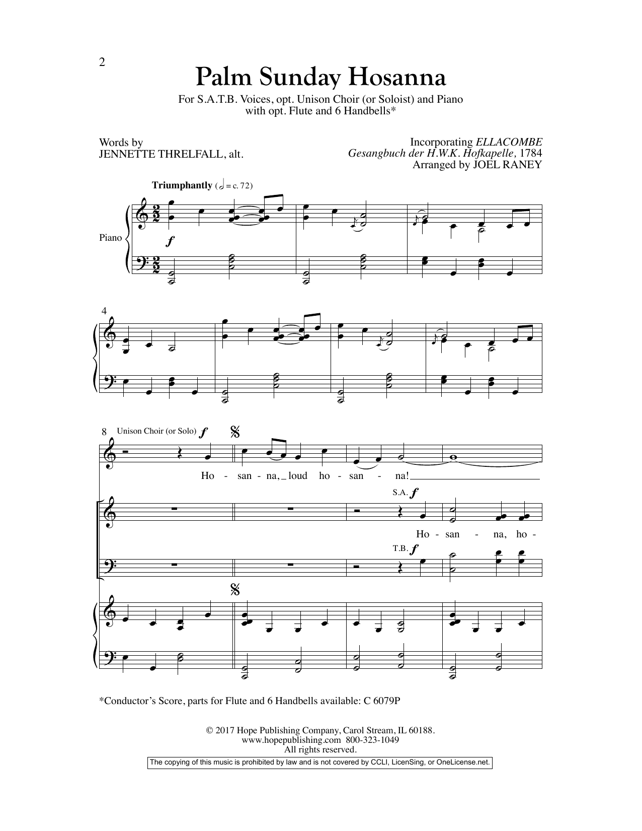 Joel Raney Palm Sunday Hosanna sheet music notes and chords arranged for SATB Choir