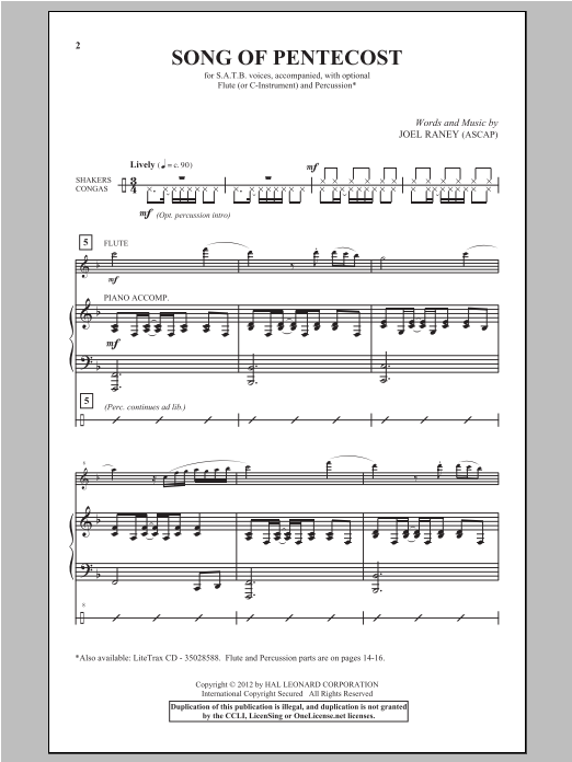 Joel Raney Song Of Pentecost sheet music notes and chords arranged for SATB Choir