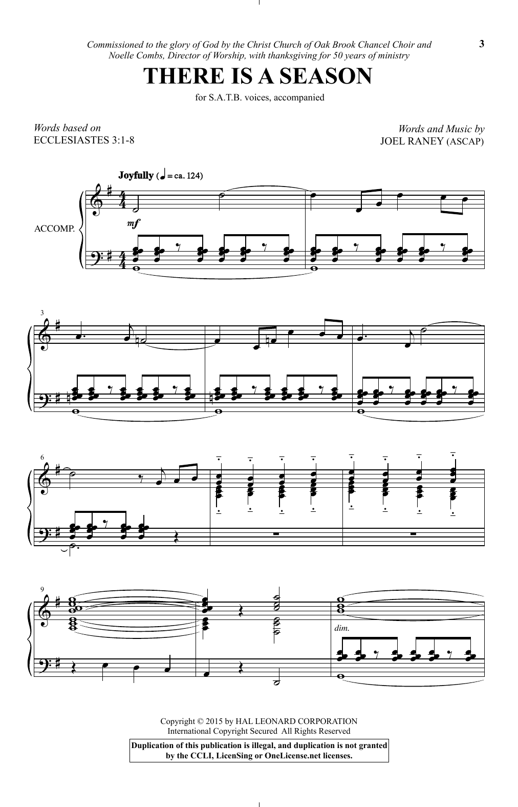 Joel Raney There Is A Season sheet music notes and chords arranged for SATB Choir