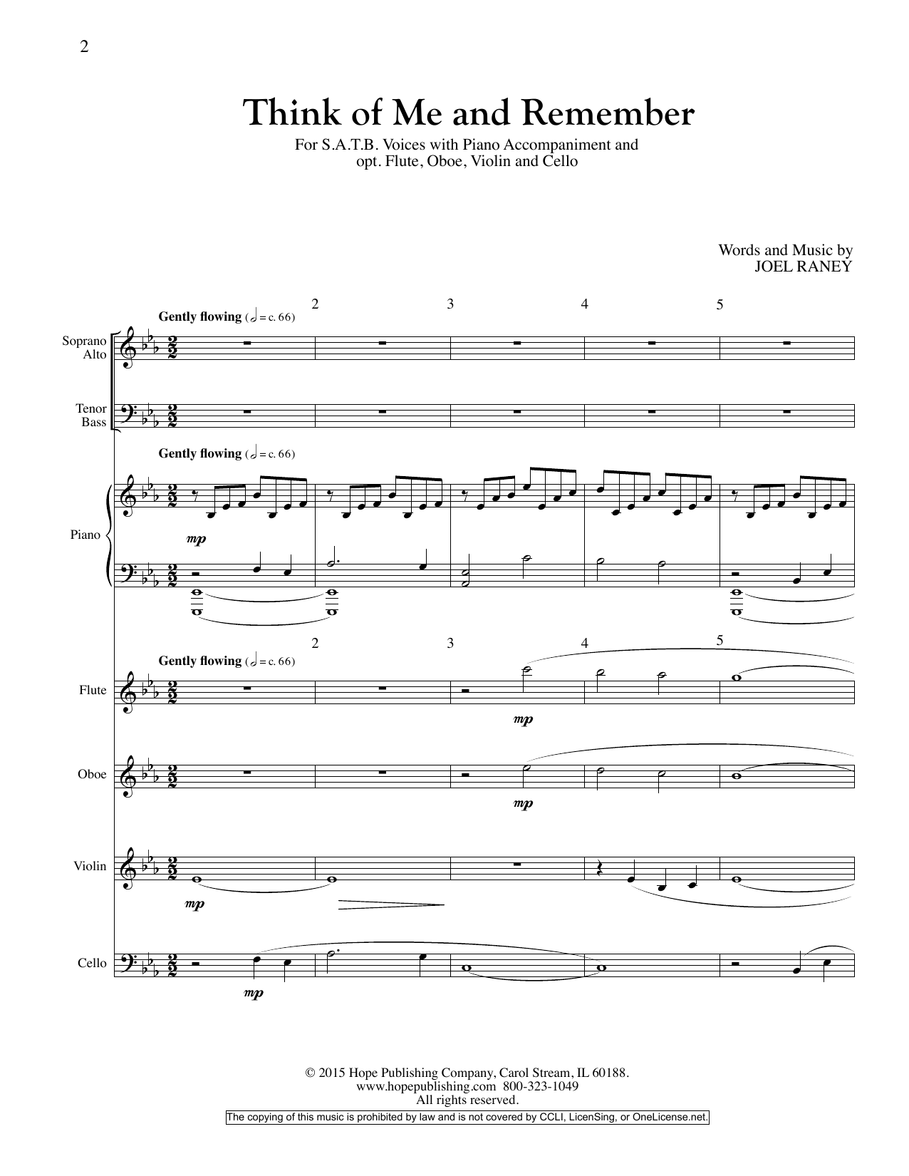 Joel Raney Think Of Me And Remember - Full Score sheet music notes and chords arranged for Choir Instrumental Pak