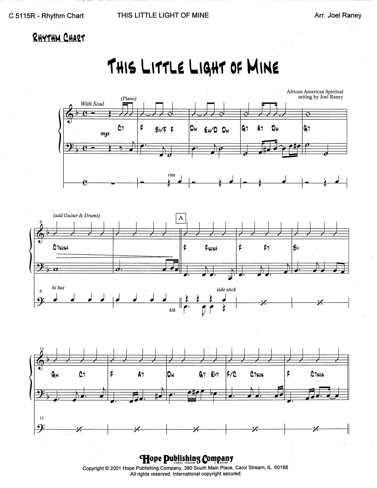 Joel Raney This Little Light of Mine - Rhythm sheet music notes and chords arranged for Choir Instrumental Pak