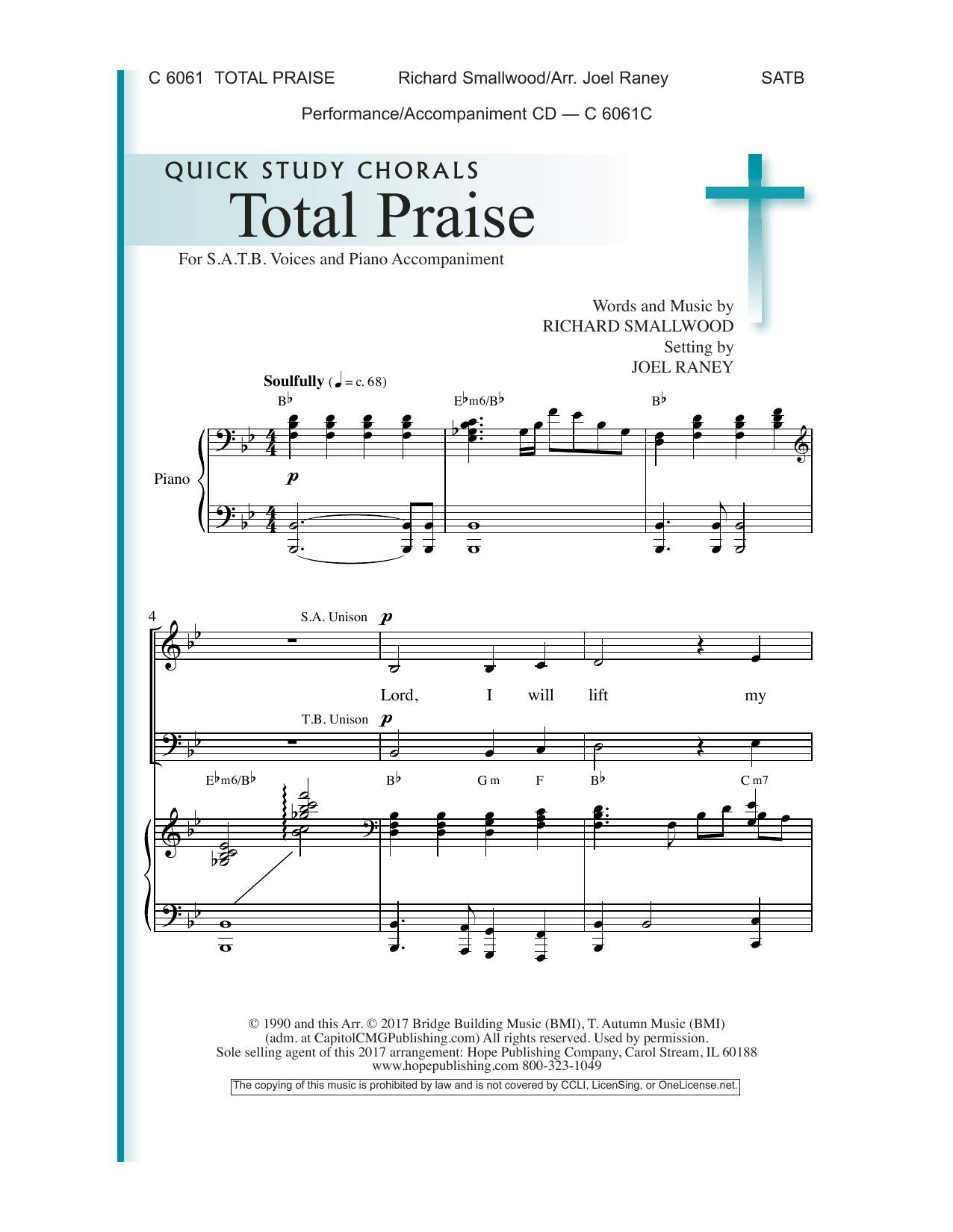 Joel Raney Total Praise sheet music notes and chords arranged for SATB Choir