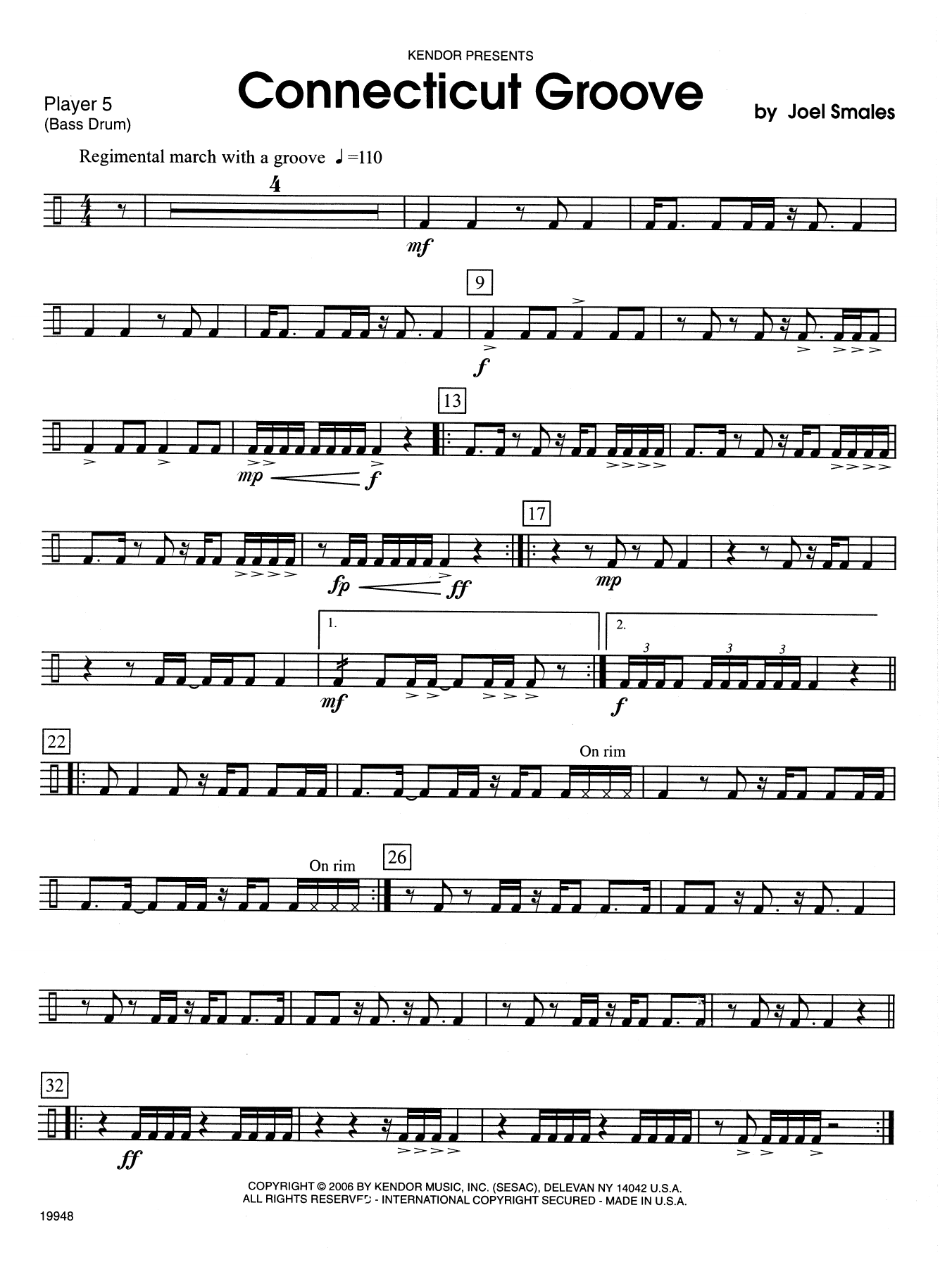 Joel Smales Connecticut Groove - Percussion 5 sheet music notes and chords arranged for Percussion Ensemble