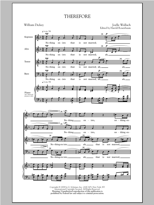 Joelle Wallach Therefore sheet music notes and chords arranged for SATB Choir