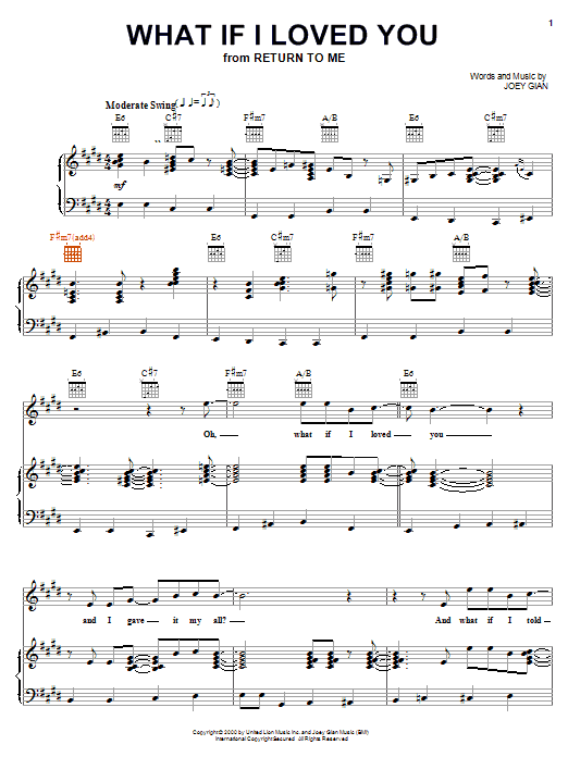 Joey Gian What If I Loved You sheet music notes and chords arranged for Piano, Vocal & Guitar Chords (Right-Hand Melody)