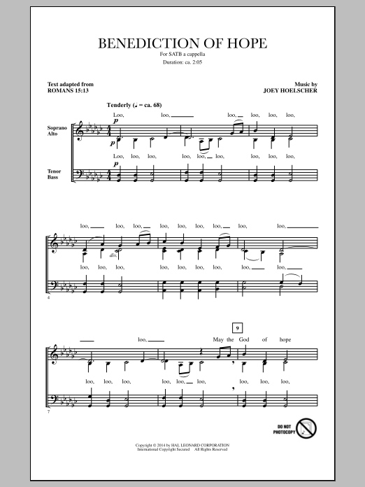 Joey Hoelscher Benediction Of Hope sheet music notes and chords arranged for SATB Choir