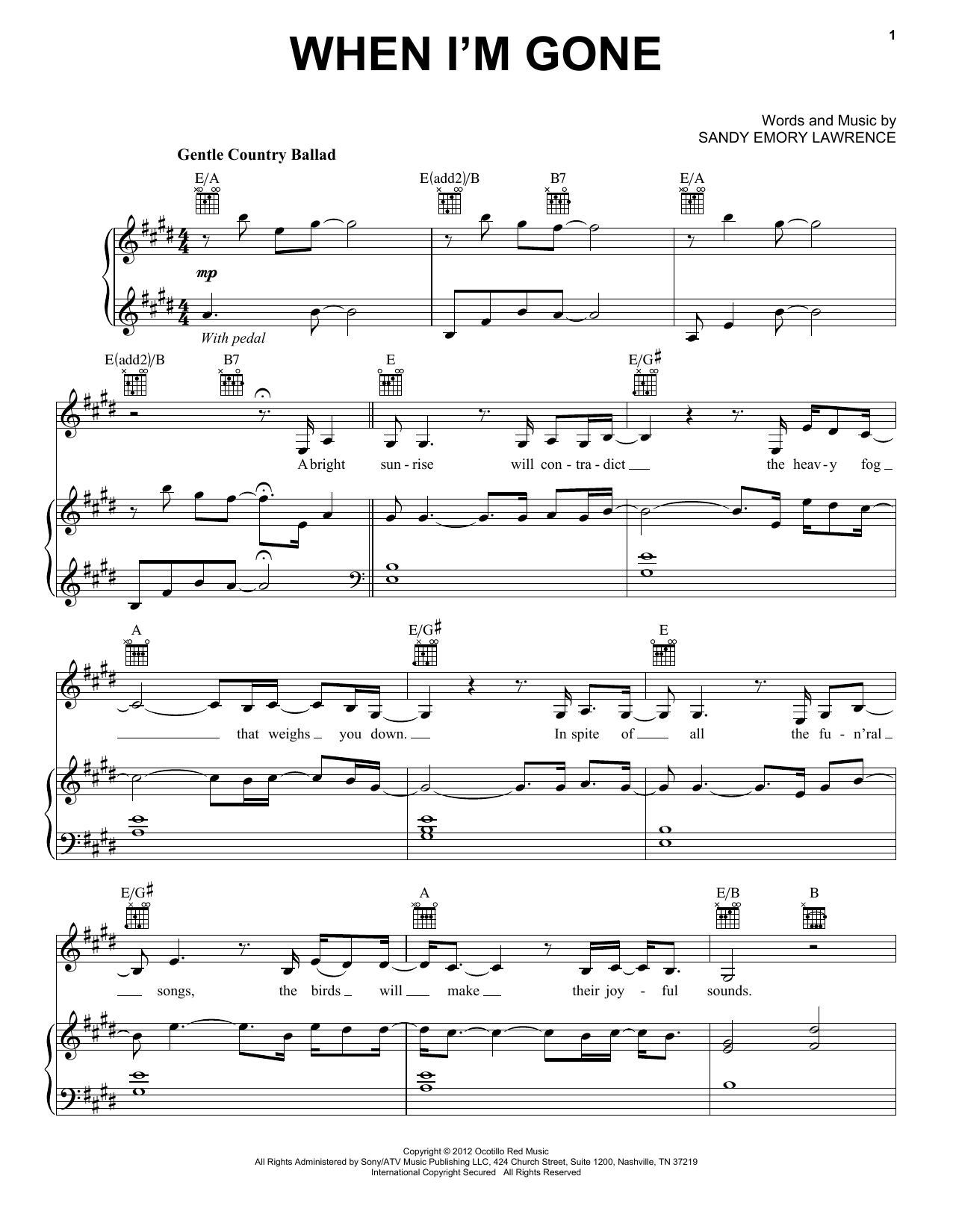 Joey+Rory When I'm Gone sheet music notes and chords arranged for Piano, Vocal & Guitar Chords (Right-Hand Melody)