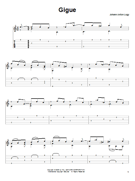 Johann Anton Logy Gigue sheet music notes and chords arranged for Solo Guitar
