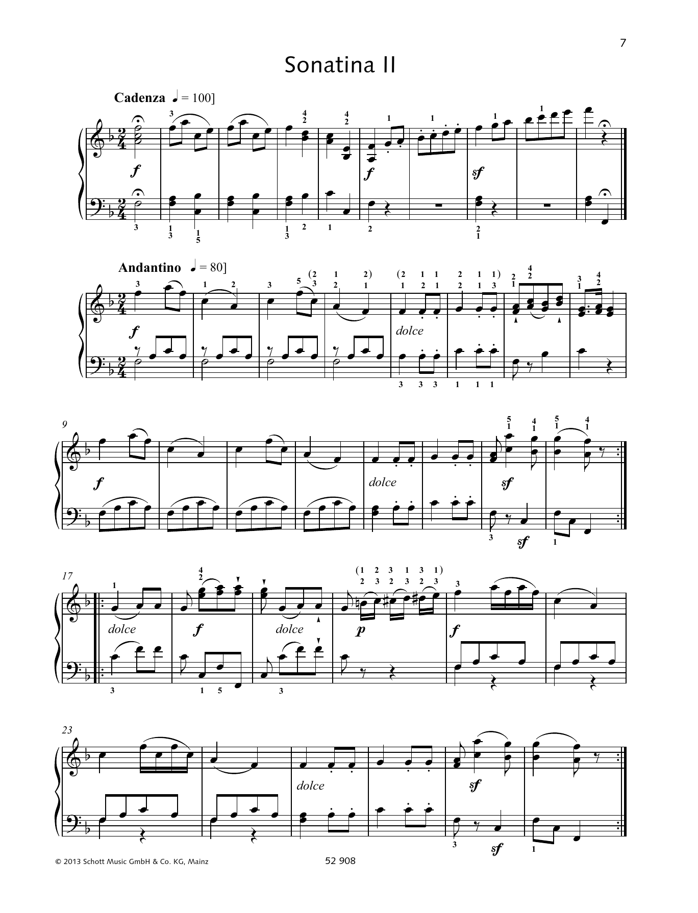 Johann Baptist Vanhal Sonatina II sheet music notes and chords arranged for Piano Solo