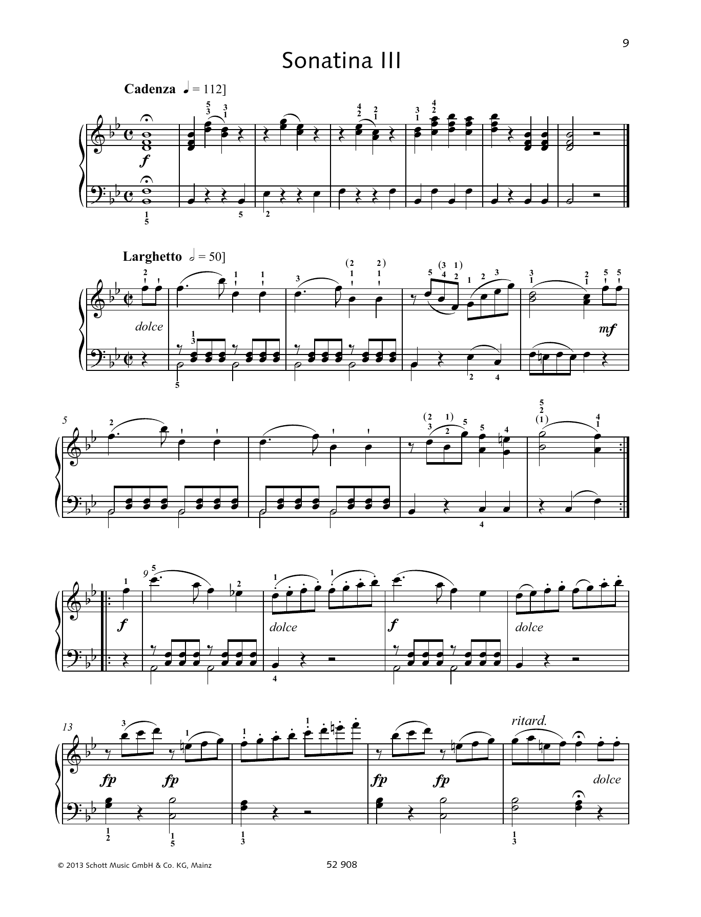 Johann Baptist Vanhal Sonatina III sheet music notes and chords arranged for Piano Solo