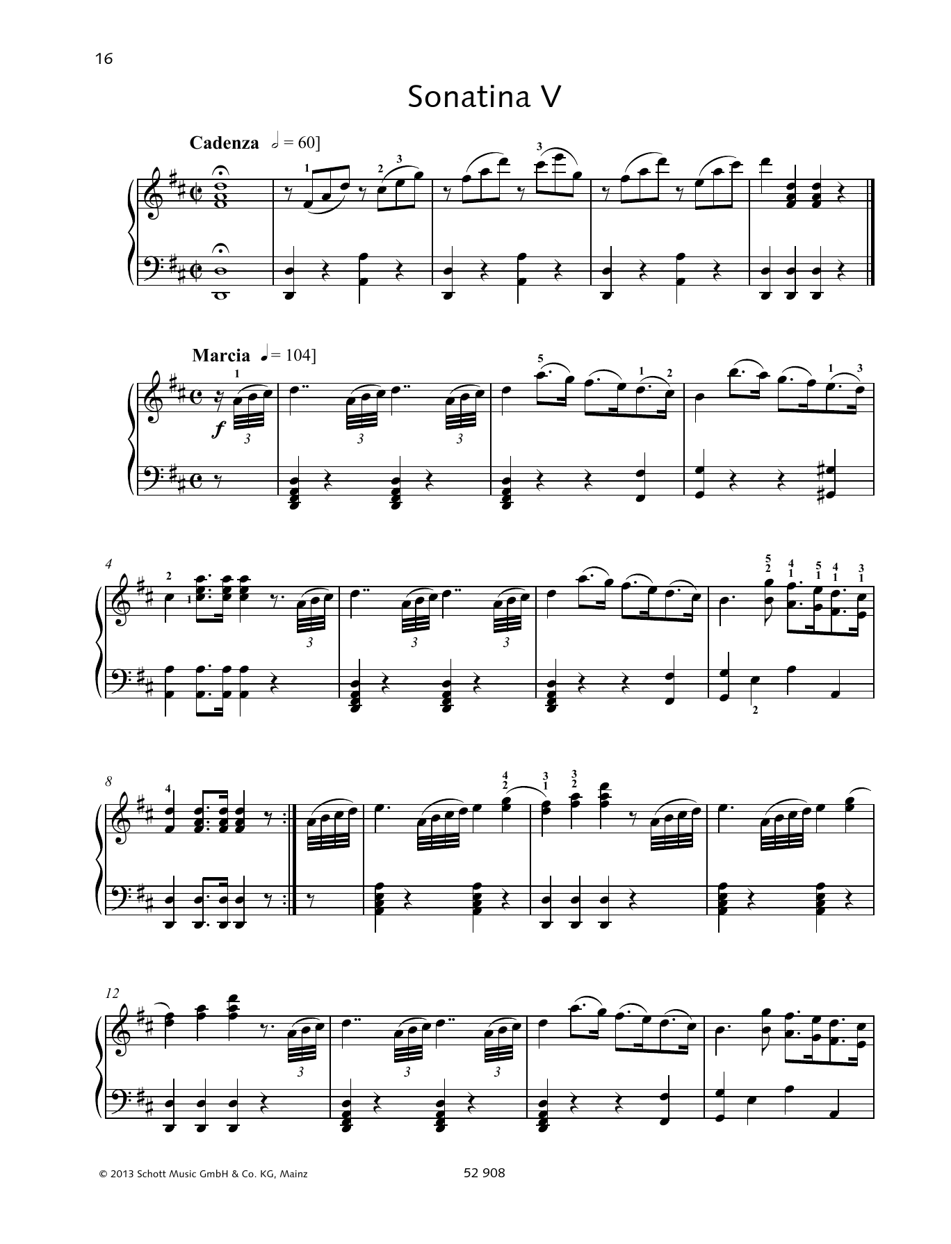 Johann Baptist Vanhal Sonatina V sheet music notes and chords arranged for Piano Solo