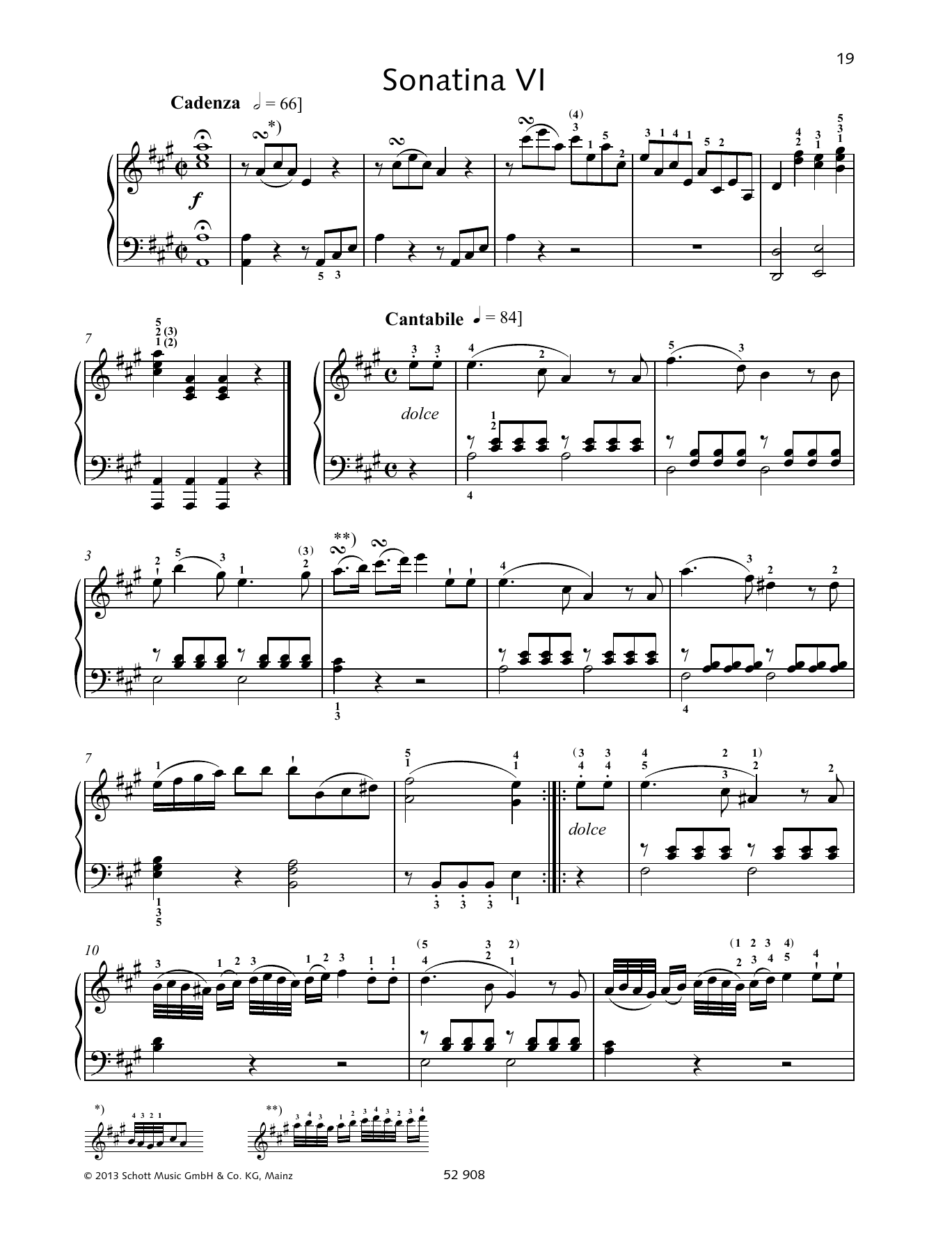 Johann Baptist Vanhal Sonatina VI sheet music notes and chords arranged for Piano Solo