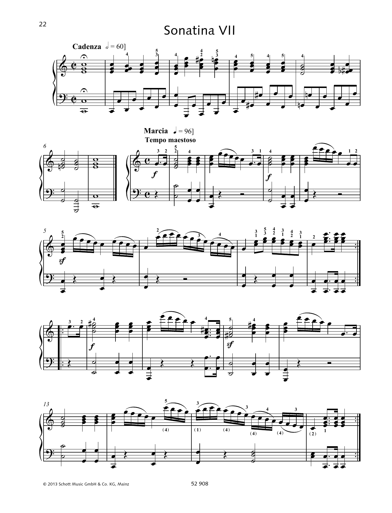 Johann Baptist Vanhal Sonatina VII sheet music notes and chords arranged for Piano Solo