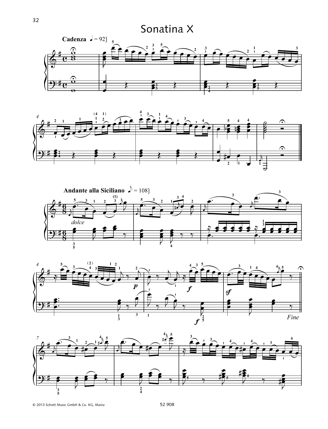 Johann Baptist Vanhal Sonatina X sheet music notes and chords arranged for Piano Solo