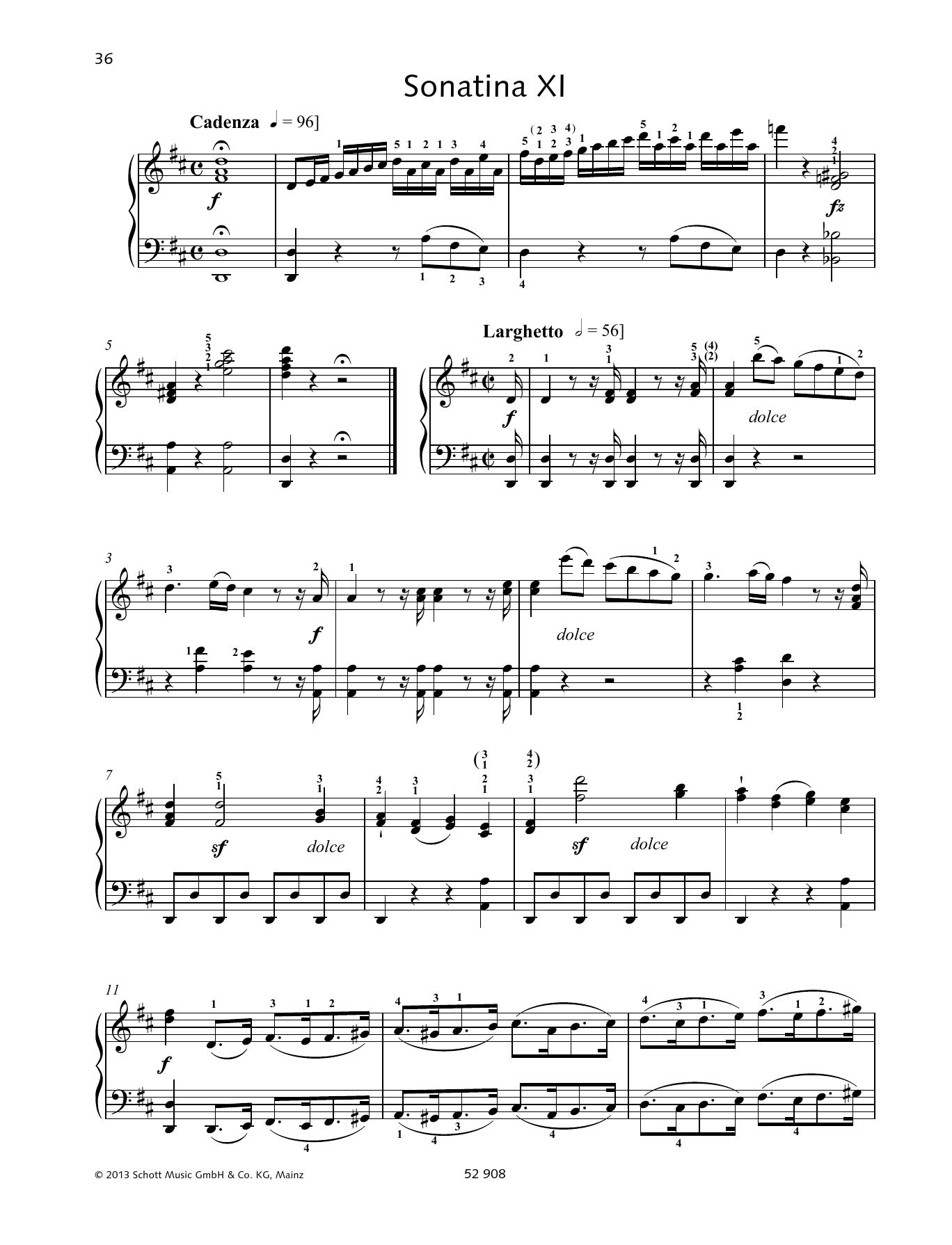 Johann Baptist Vanhal Sonatina XI sheet music notes and chords arranged for Piano Solo