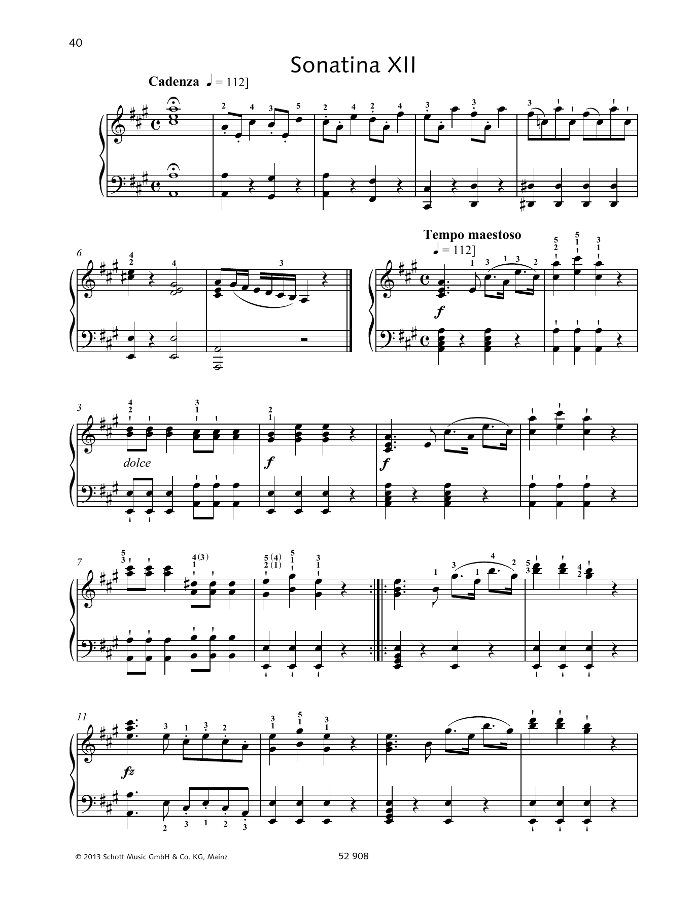 Johann Baptist Vanhal Sonatina XII sheet music notes and chords arranged for Piano Solo