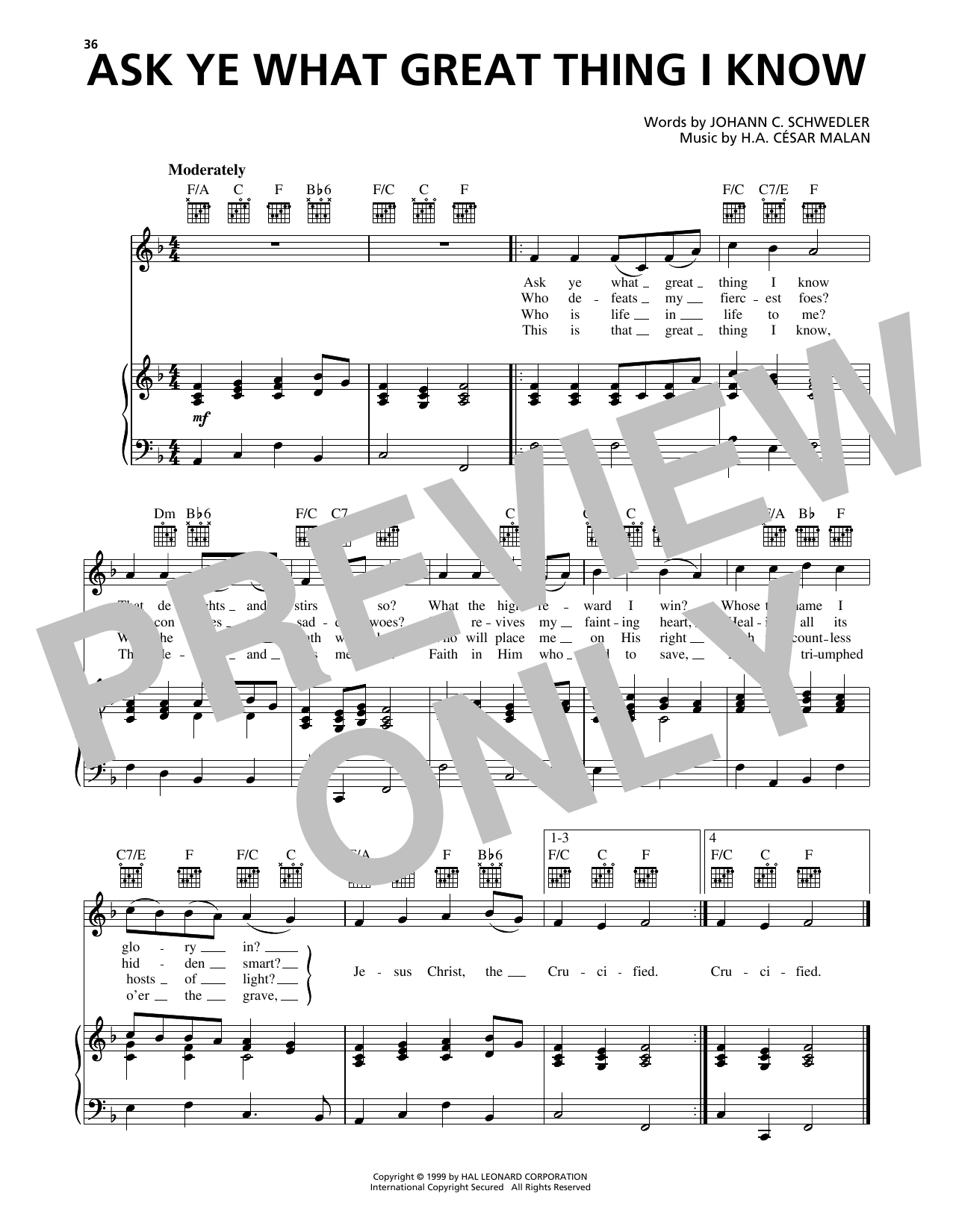 Johann C. Schwedler Ask Ye What Great Thing I Know sheet music notes and chords arranged for Piano, Vocal & Guitar Chords (Right-Hand Melody)