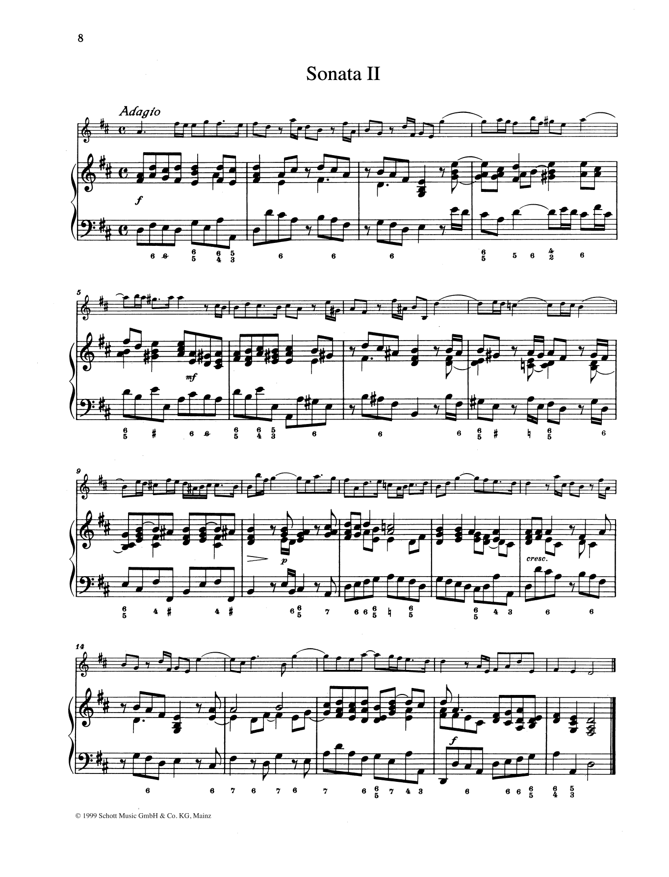 Johann Christoph Pepusch Sonata No. 2 sheet music notes and chords arranged for String Solo