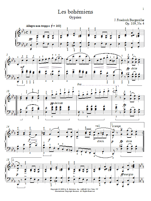 Johann Friedrich Burgmuller The Gypsies sheet music notes and chords arranged for Piano Solo